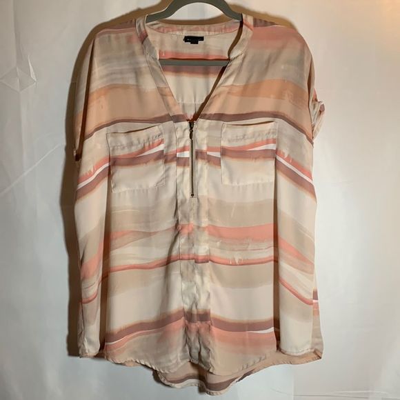 Torrid Blush and Cream Striped Blouse - Picture 3 of 9